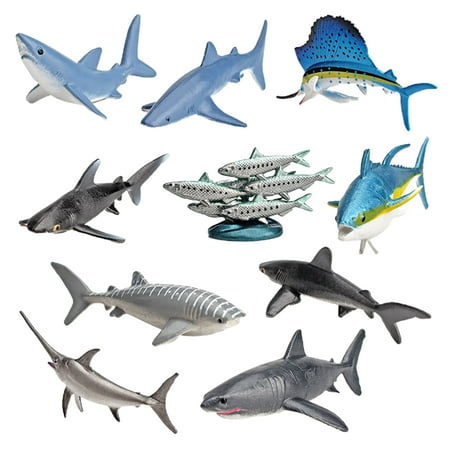 10Pcs/Set Animal Model Vivid Simulated PVC Great White Shark Simulation Animal Model for Kids