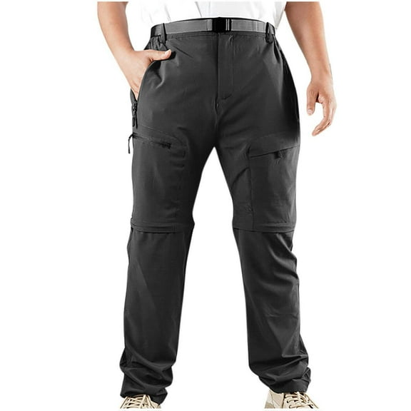 Dagegui Mens Hiking Pants Convertible Zip Off Lightweight Athletic Pant Quick Dry Fishing Camping Work Pants with Pockets Tactical Pants Black L