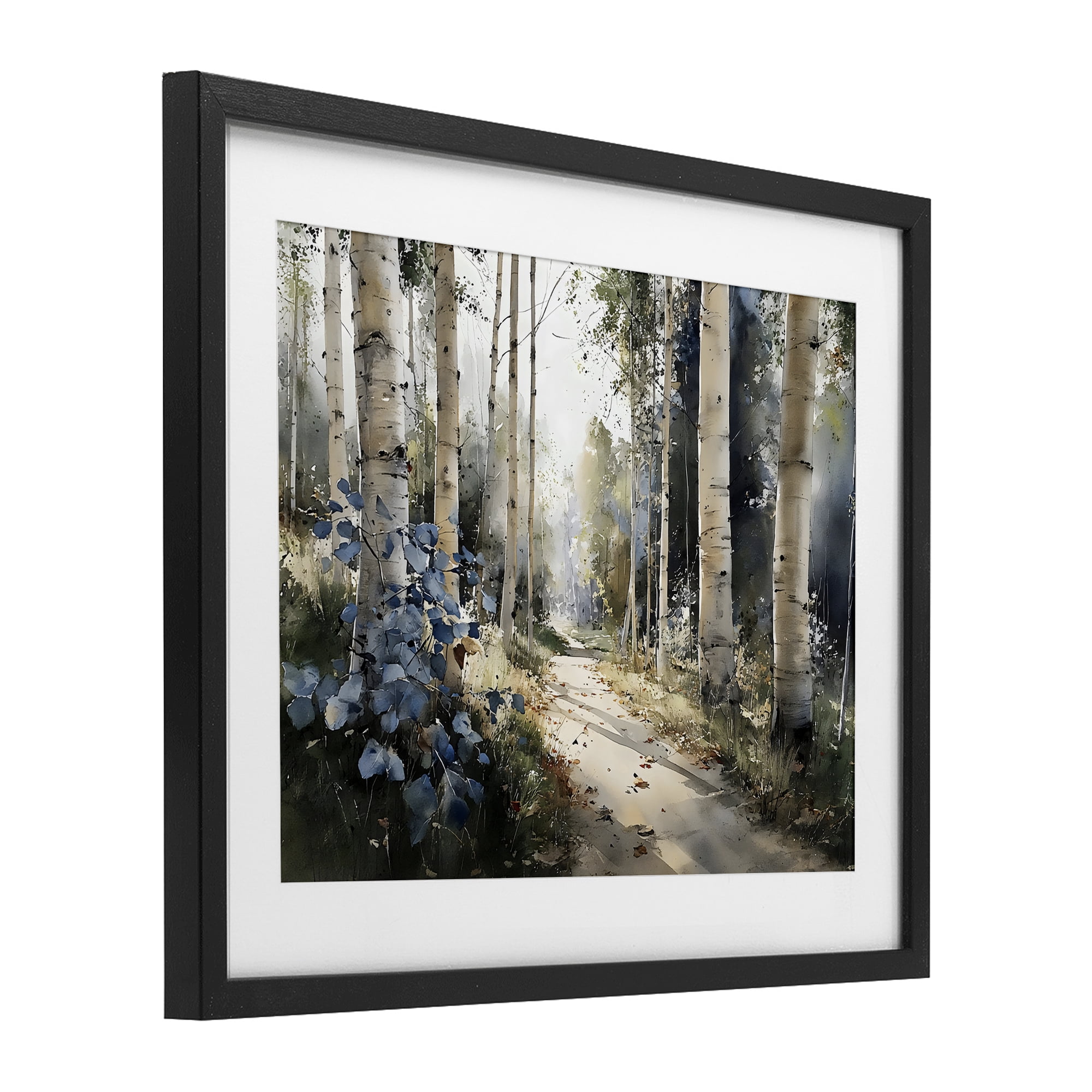 Stupell Industries Blue Birch Sunlit Forest Black Framed Print Under Glass, design by Franklyn Gregory