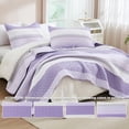 thumbnail image 4 of King Size Quilt Set Lavender, 3 Pieces Purple Ultra Soft Lightweight Bedspreads & Coverlets Set, Patchwork Striped Quilted Bedding Sets for All Seasons (1 Quilt, 2 Pillow Shams), 4 of 8