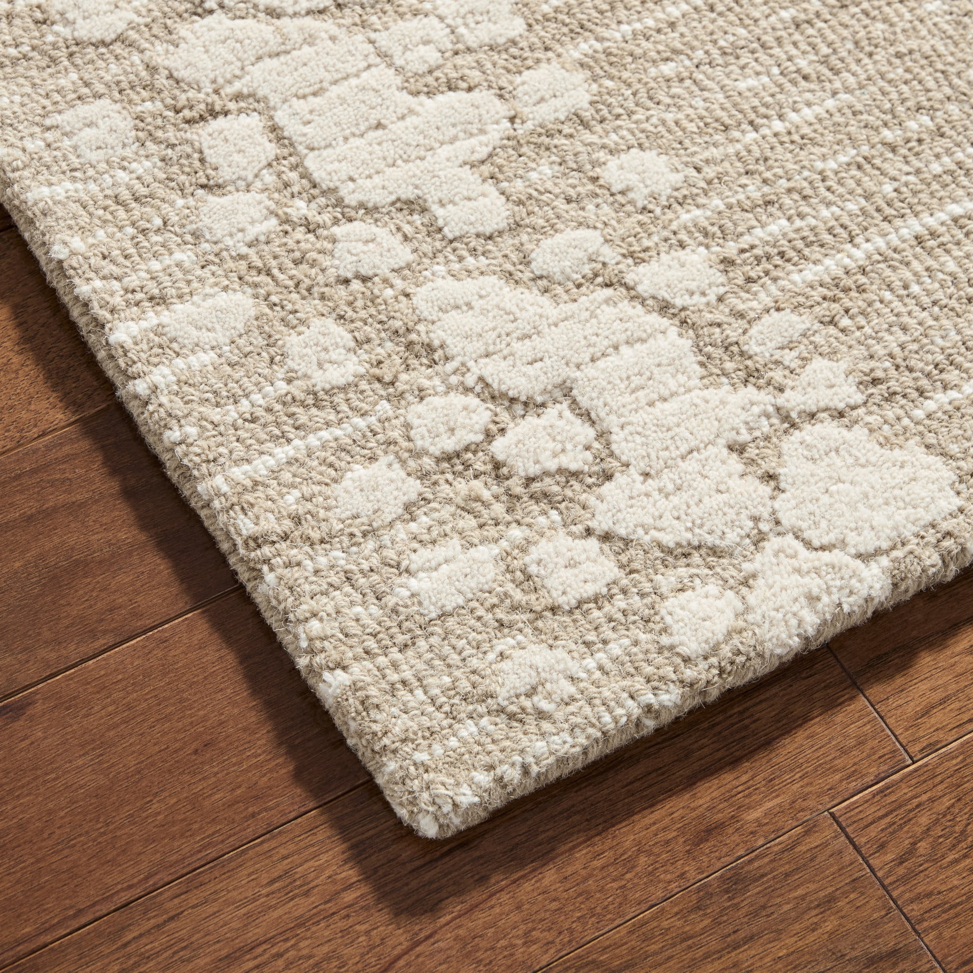 NICOLE MILLER NEW YORK Mod Weave Abstract Knotted Texture Handcrafted Area Rug, 100% Wool Rug, Taupe, 8'x10'