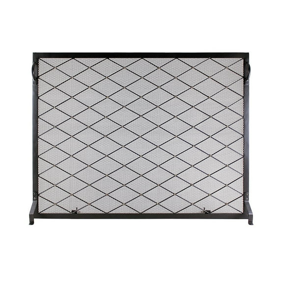 Minuteman International 38 x 30 Inch Harlequin Flat Fireplace Screen, Black