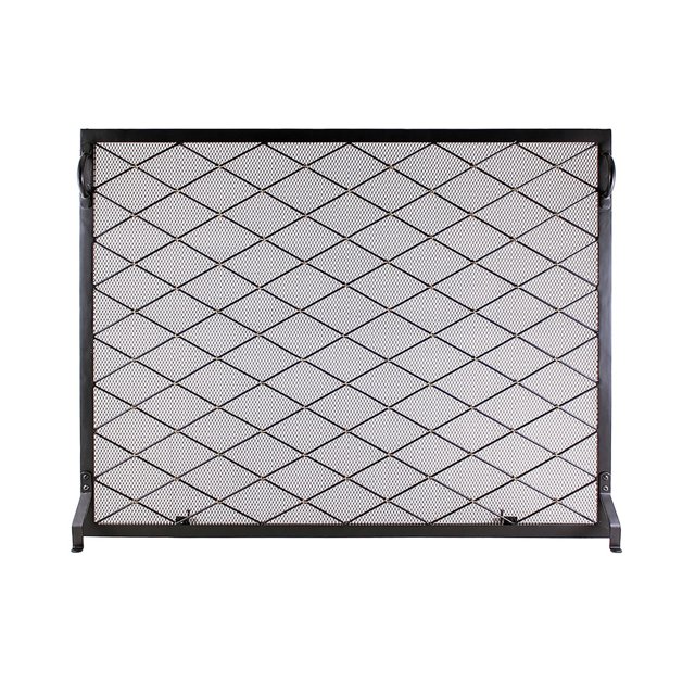 Minuteman International 38 x 30 Inch Harlequin Flat Fireplace Screen, Black