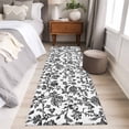 thumbnail image 5 of 2x6 Kitchen Runner Rug, Black Flower Non-Skid Rubber Backing Large Rectangle Rugs - Living Room Bedroom Home Office, Vintage Farmhouse Boho Leaf Spring Plant Indoor Floor Mat Carpets Washable Rug, 5 of 9