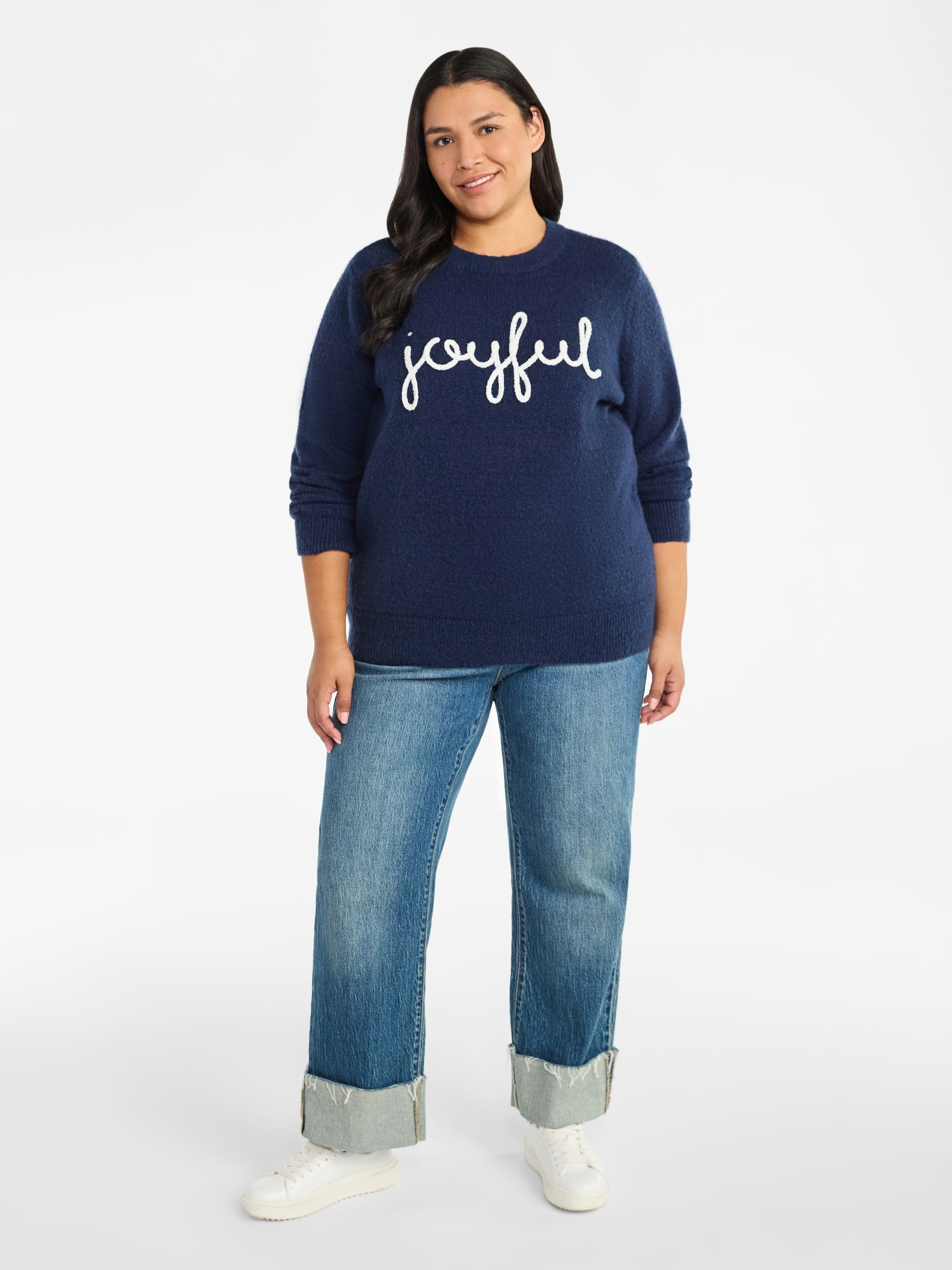 Terra & Sky Women's Plus Holiday Talking Sweater, Midweight, Sizes 0X-4X