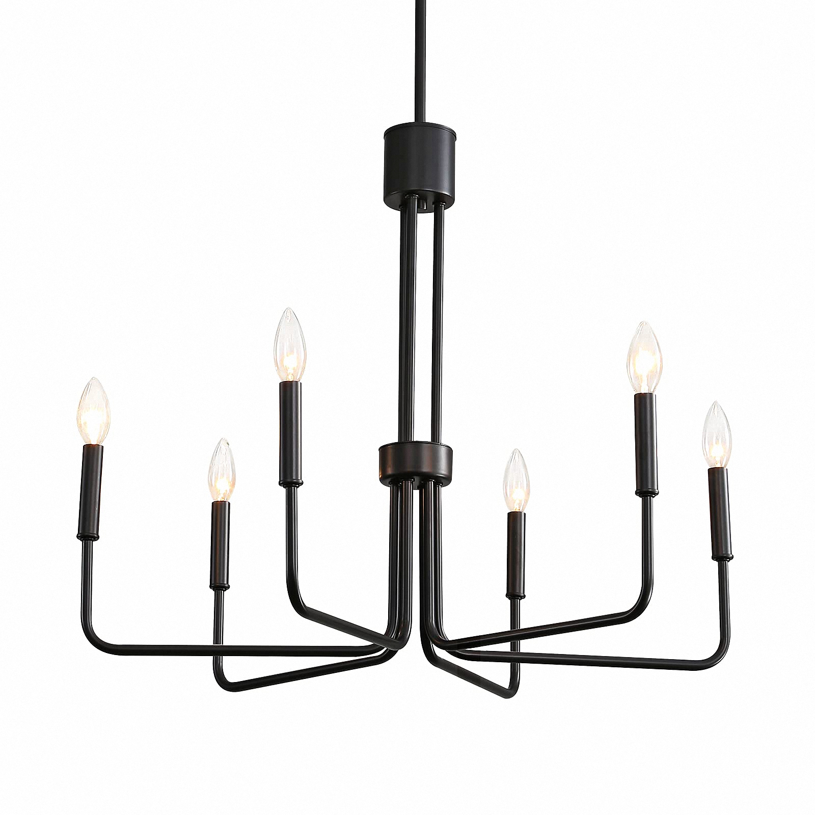 Black Chandeliers for Dining Room, 6Light Vintage Farmhouse