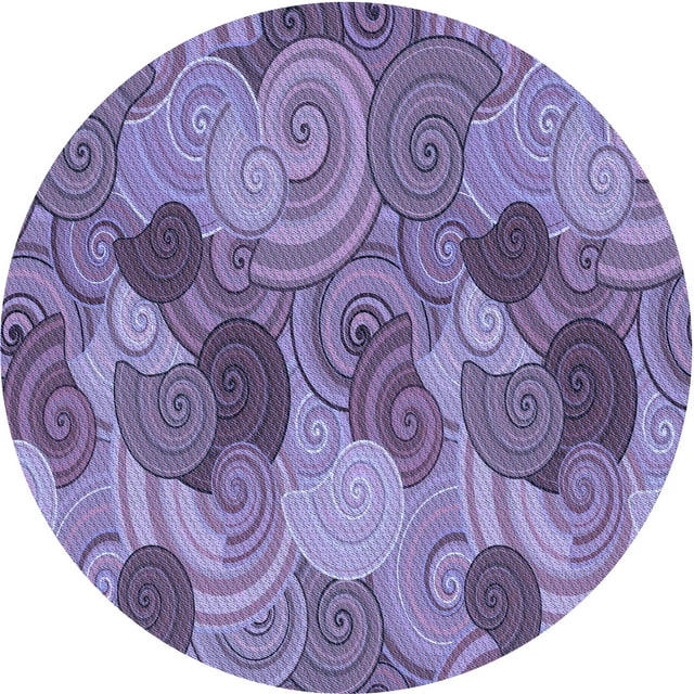 Ahgly Company Machine Washable Indoor Round Transitional Purple Mimosa Purple Area Rugs, 6' Round
