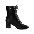 thumbnail image 3 of BLISSFUL STEP Bottes pour Femmes à Lacets à Talons Blocs Bottines de Combat Noires 7, 3 of 8
