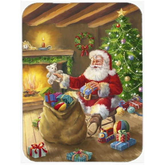 Christmas Santa Claus Unloading Toys Glass Large Cutting Board