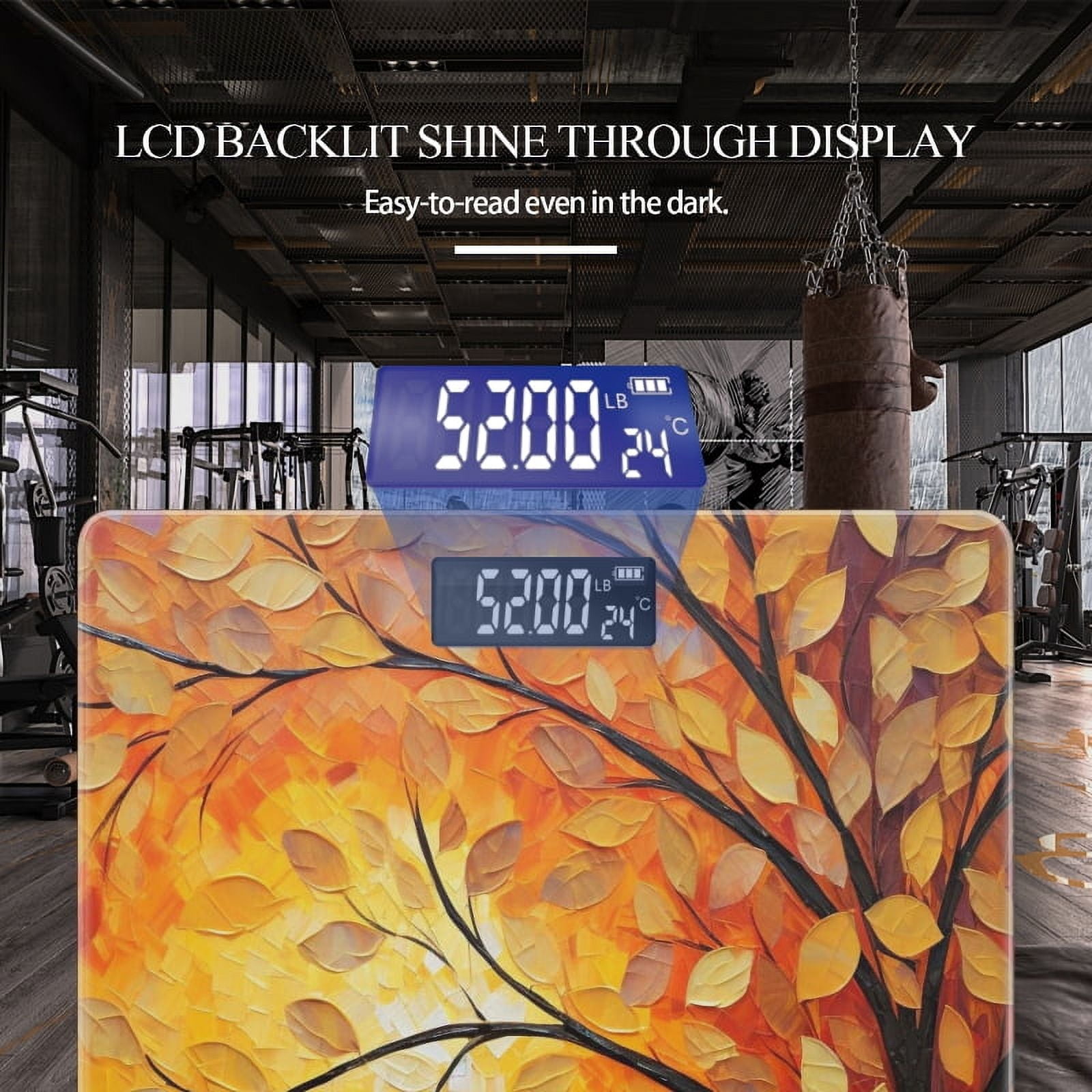 Bathroom Scale, Highly Accurate Digital Body Scale,Precisely Measures Weight up to 400 lbs-Abstract Painting Of Golden Autumn Tree With Leaves