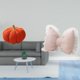 thumbnail image 2 of Cojín de peluche con lazo de calabaza para una decoración moderna del hogar, cómodo sofá y mesita de noche en el dormitorio, sala de estudio y oficina, 2 of 8