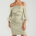 thumbnail image 2 of Vestido sexy de verano con escote cruzado y falda lápiz de un solo hombro para mujer: atractivo diseño cruzado, corte lápiz, 2 of 5