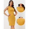 thumbnail image 2 of Unique Bargains Sleeveless Sheath Dress Women's Boat Neck Casual Office Dresses XL Yellow, 2 of 6