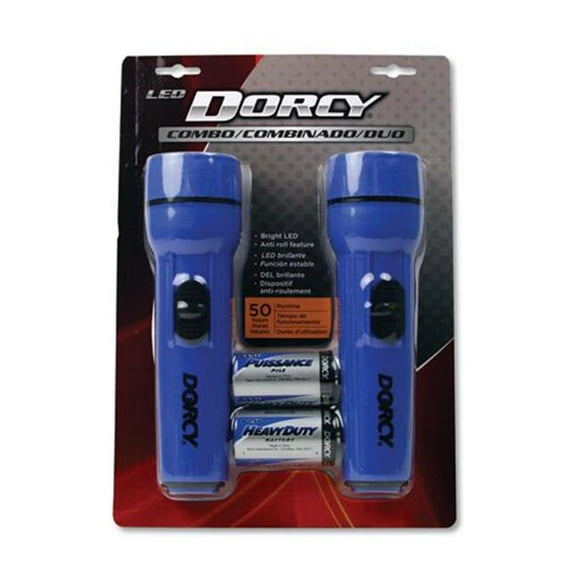 Dorcy 412594 Lampe de Poche LED Pack - Batterie 1 D, Rouge & Bleu - Lot de 2