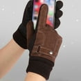 thumbnail image 4 of YAOBAMM Warm Gloves 1 Pair Men Autumn Winter Suede Double Layer Touch Screen Thermal Fleece Lined Riding Mittens Ribbed Cuffs, 4 of 6