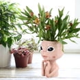 thumbnail image 3 of Head Planter, Drainage Hole Open Eyed Alien Design Flower Pot  For Garden, 3 of 8