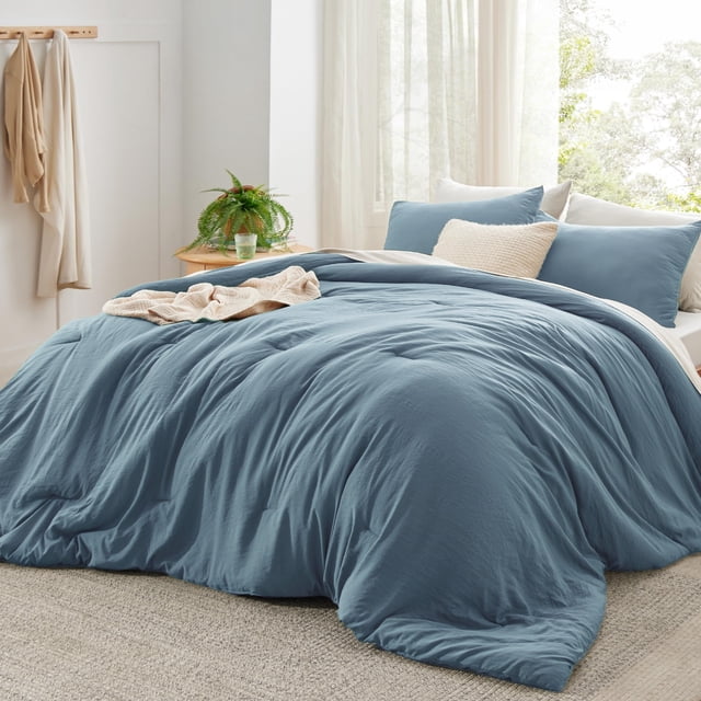 Juego de edredón Bedsure Super King (325 x 305 cm), color azul grisáceo