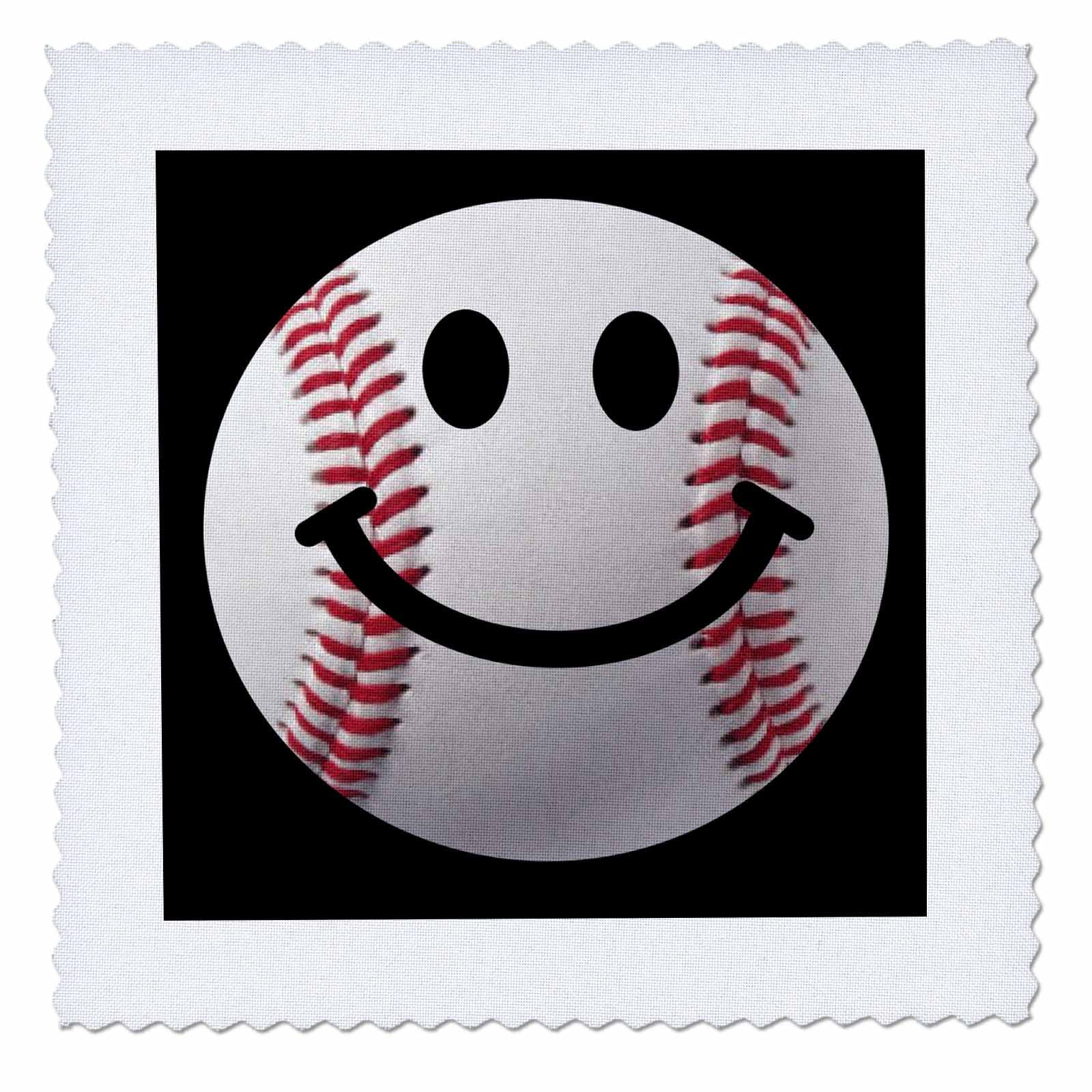 3dRose Baseball Smiley Face - Sporty Sports fan smilie red and white