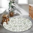 thumbnail image 4 of 3ft Round Rug, Sage Green Flower Non-Skid Rubber Backing Large Area Rugs - Living Room Bedroom Home Office, Vintage Farmhouse Boho Leaf Spring Indoor Floor Mat Carpets Washable Rug, 4 of 9