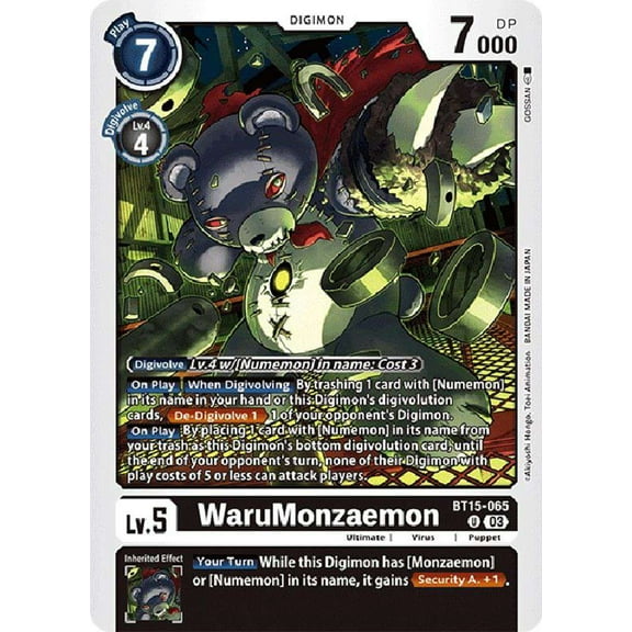 Digimon Exceed Apocalypse Uncommon WaruMonzaemon BT15-065