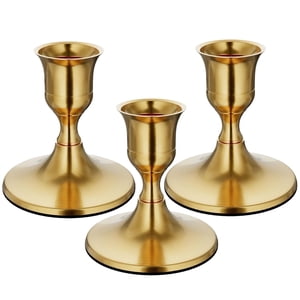 Hidawn Gold Metal Taper Candlestick Holders, Set of 3