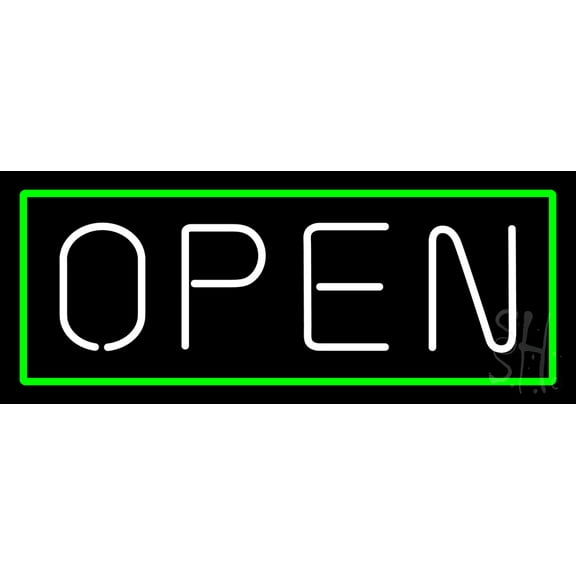 Open LED Neon Sign 10 x 24 - inches, Black Square Cut Acrylic Backing, with Dimmer - Bright and Premium built indoor LED Neon Sign for storefront.