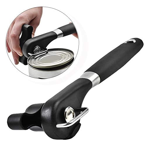 Can Opener Manual,Stainless Steel Can Opener With 2 Spare Blades Heavy Duty Ergonomic Anti Slip Food-Safe Smooth Edge including Bottle Opener 
