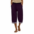 thumbnail image 5 of iHPH7 Women's Linen Capri Pants, Lightweight Casual Summer Pants with Drawstring Elastic Waist (S-3XL), 5 of 7
