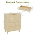 thumbnail image 3 of Luku Mid Century Modern Fluted 4 Drawer Dresser, Large Wooden Chest with Deep Drawers & Metal Handle, Boho Organizer Storage for Bedroom, Living Room, TV Stand, 3 of 6