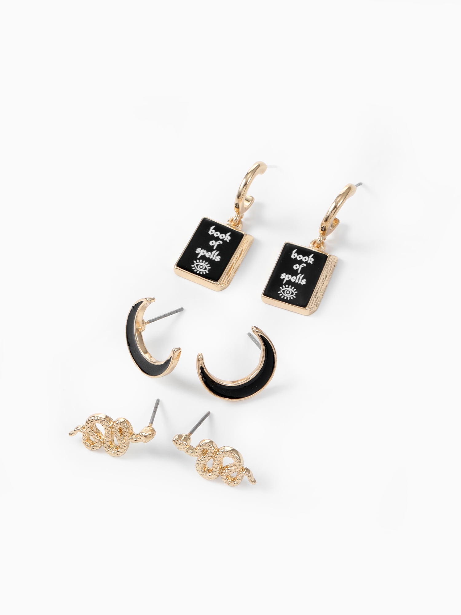Way to Celebrate Enchanted Halloween Gold Earring Set, 3 Pairs