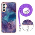thumbnail image 4 of Case for Samsung Galaxy A25 5G, Adjustable Detachable Crossbody Strap Neck Strap Silicone Bumper Marble Painted TPU Ultra Thin Shockproof Protective Phone Case Cover for Galaxy A25 5G, Purple, 4 of 7