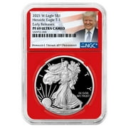 The United States Mint 2021-W Proof $1 Type 1 American Silver Eagle NGC PF69UC ER Trump Label Red Core