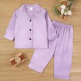 thumbnail image 2 of HFHAPW Girls Satin Long Sleeve Button-Down Pajamas Set Sleepwear Loungewear,6-7 Y, 2 of 7