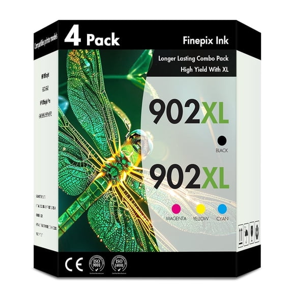 902XL 902 Ink Cartridge Compatible for HP 902 XL Printer Ink Combo Pack for OfficeJet Pro 6968 6978 6958 6970 6960 6962 6950 6968 6972 (4 Pack, Black, Cyan, Magenta, Yellow)