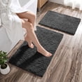 thumbnail image 2 of XWZO Shaggy Bathroom Rug for Lavatory Floor 1 Piece, Machine Washable High Pile Absorbent Non Slip Small Floor Mat with Rubber Backing, Dark Grey, 16x24 Inch, 2 of 7