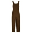 thumbnail image 5 of Ahuyic Womens Cotton Bib Overalls Loose Fit Wide Leg Jumpsuits Casual Rompers with Pockets Coffee XXL, 5 of 6