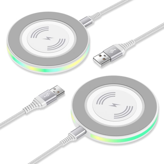 ABCPOW 2PACK 15W Fast Wireless Charger Samsung Android Fast Charging Pad Wireless Charger Mat Wireless Charger Station Compatible for iPhone 17 16 15 14 Samsung Galaxy S24 S23 S22 S21