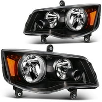 ECCPP Headlight Assembly Fit 2011-2018 for Dodge Grand Caravan Black Housing Amber Reflector Pair Headlights 5113337AG
