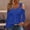 Blue, variant on QUNYINEY Solid Women Shirts Long Sleeve Brown V-Neck Casual Tops Cut Out Pullover Loose Cold Shoulder T-Shirts
