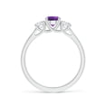 thumbnail image 2 of ANGARA Natural Classic Round Amethyst and Diamond Three Stone Ring in 14K White Gold for Women (Size-5mm) | February Birthstone, Birthday, Anniversary, Jewelry Gift for Women | Natural Amethyst Ring, 2 of 8