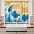 thumbnail image 2 of Ambesonne Japanese Kitchen Curtains, Huge Sea Waves Summer, 55"x45", Blue Marigold and White, 2 of 3