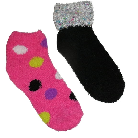 Planet Sox Women's 2 Pack/2 Design Luxury Lounge Sleeper Socks Size 9-11 Black/Pink