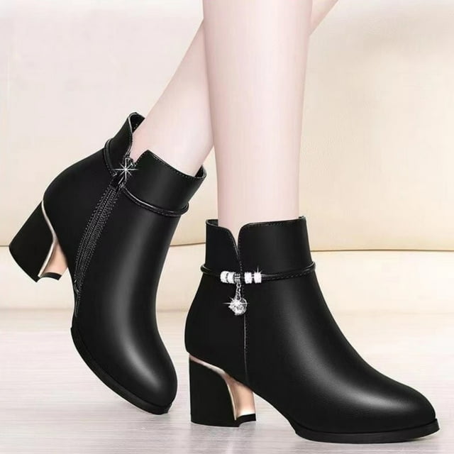 EGNMCR Bottes d'Hiver pour Femmes, Bottes d'Hiver pour Femmes Bottines Rétro Élastiques pour Femmes Mode à Talons Hauts Bout Pointu Bottines à Talons d'Automne Chaussures Bottes pour Femmes