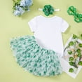 thumbnail image 6 of Nafuu Baby Girls Outfits Set 1 Crew Neck St Patricks Day Outfit Short Sleeve Bodysuit Skirt And Hair Toddler Baby Dress Party Celebration Versatile Home Outfits Sets For Girls,White,6-12 Months, 6 of 8