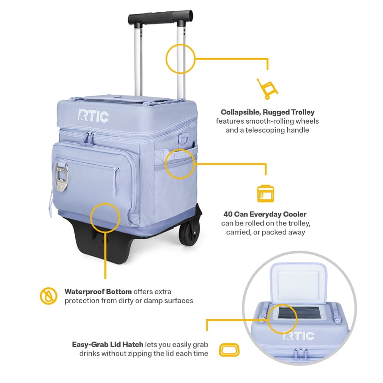 RTIC 40-Can, 21 Qt, Collapsible Wheeled Cooler with Bottle Opener