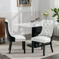 thumbnail image 2 of LegaHome Dining Room Chairs Set of 2, Modern Upholstered Velvet and PU Leather Dining Chair with Nailhead Trim and Solid Wood Legs, Tufted Button Padded Chairs Set for Dining Room, White&Black, 2 of 10