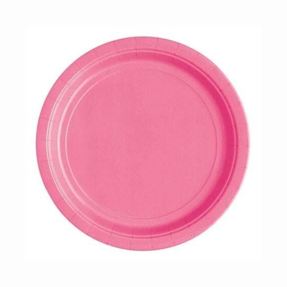 Assiettes plates rondes rose vif de 23 cm (9 po) de Unique Industries, paquet de 20