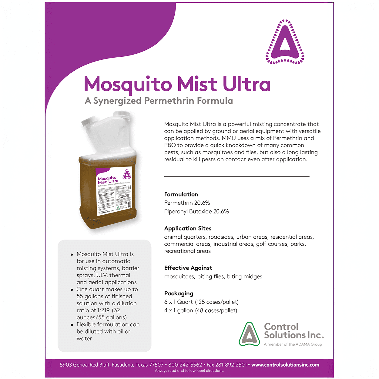 Mosquito Mist Ultra - 128 fl oz Jug by Control Solutions