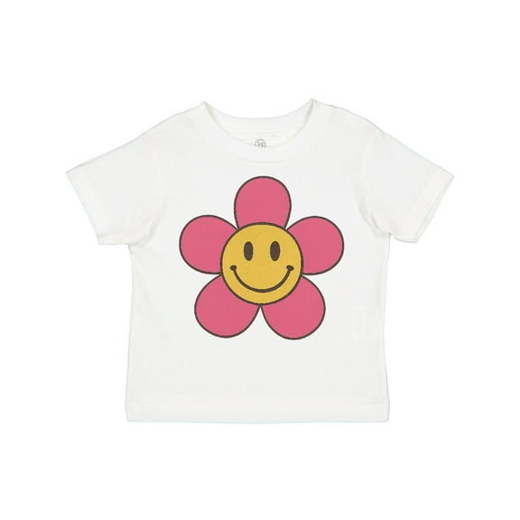 Inktastic Smiley Face Flower Cute Pink and Yellow Boys or Girls Toddler T-Shirt