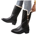 thumbnail image 5 of Leozcaa Women Winter Boots Fashion Round Toe Warm Furry Mid Calf Boots Insulated Outdoor Snow Boots, 5 of 8
